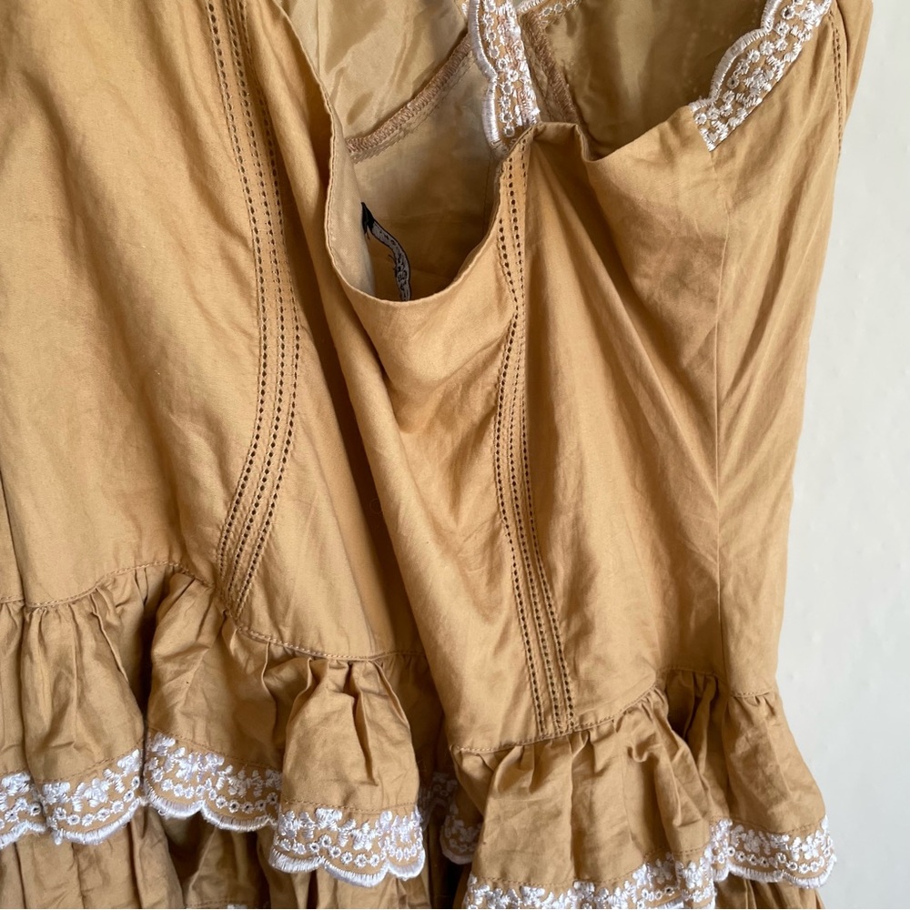 VTG 90’s 2000 Y2K Betsey Johnson Tan Eyelet Tiered Western Dress Runway … - Picture 11 of 14